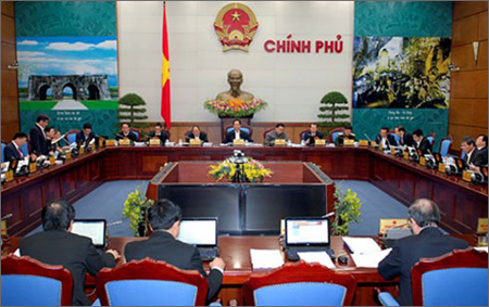 Thủ tướng Nguyễn Tấn Dũng chủ trì phiên họp thường kỳ Chính phủ tháng 1/2015.